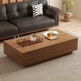 Mid-Century Modern Expandable Coffee Table, 47.2"-81.8" Adjustable Walnut Center Table with Large Hidden Storage for Living Room