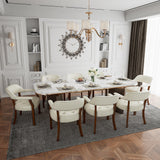 LEEMTORIG Faux Leather Dining Chair with Arms, Solid Wood Dining Chair with Supportive Back, Game Poker Table Chairs, Boss Caption's Chairs Office Desk Chairs, Cherry Walnut Legs & Ivory PU NX173C