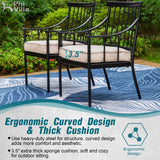PHI VILLA 5-Piece Patio Dining Set, 37" Square Steel Table, Fixed Chairs