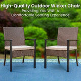 PHI VILLA 5pc Patio Dining Set with Umbrella, Square Table, Rattan Chairs