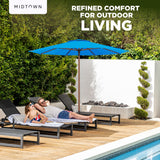 Midtown Umbrellas The Wooden 10 Feet Patio Umbrella With Terylast Navy (Navy Blue) Polyester Fabric - Aluminum Frame Market Umbrella For Backyard, Deck, Garden, Pool - Wooden Pole