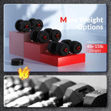 Fitvids 60LB 2-in1 Portable Changeable Dumbbell and Barbell Kettlebell Set With Adjustable Weights Fitvids