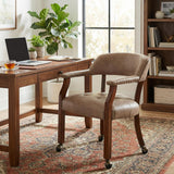Set of 4 Dining Chairs with Casters and Arms, Rolling Dining Chairs with Wheels for Elderly