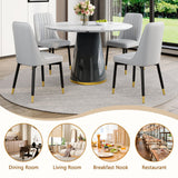 Vohuai Round Dining Table Set for 4, 45''Marble Grain Dining Room Table Set for 4 with Upholstered Chairs, Modern Dinner Table Set for Kitchen Dining Room