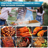 IRONWALLS Portable Charcoal Grills, 32" x 8" Stainless Steel Folded Camping Grill Kebab Skewer Barbecue Grill Kit for Garden Backyard Party Picnic Travel Home Outdoor Cooking Use