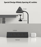 Jgstkcity Desk Clamp Power Strip,20W Fast Charging Station,Surge Protector Nightstand Edge Mount,1875W Extension Cord with Multiple Outlets,2 USB-C,2 USB-A,for Home Office (Black, 6 FT)
