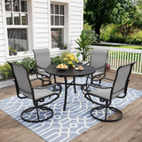 MFSTUDIO 5 Pcs Patio Table and Chairs Set, 42'' Round Metal Table
