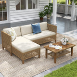 Sophia & William Rattan Patio Sectional Furniture Set with Coffee Table