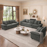 PHI VILLA 3-Piece Modular Sofa Set with 3-Seat Couch & Loveseat & Armchair