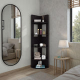 Tuhome 5-Tier Corner Bookshelf, 66.9" Tall Narrow Open-Back Bookcase, Engineered Wood Book Shelf