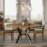 42"-58" Extendable Oval Dining Table for 4-6, Kitchen Round Table with Hidden Leaves & Storage Shelf, Space Saving Modern Design with Sturdy Metal Legs for Kitchen, Dining Room & Small Apartments
