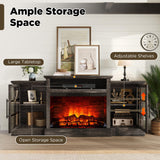 LUXOAK 70" Farmhouse TV Stand with 28" Fireplace, Rustic Black