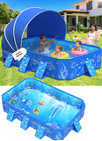 2026 Kiddie Pool with Canopy,Baby Swimming Pool for Toddler,Non-Inflatable Portable Pool for Kids,Foldable Toddler Pool with Shade,Kiddie Pool for Backyard,Pop Up Baby Beach Pool 53''×40×33''