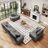 PHI VILLA 3-Piece Modular Sofa Set, 3-Seat Sectional Couch and 2 Armchairs