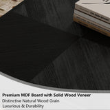 LKTART 31.5" Coffee Table with Storage, Square Center Table with Hidden Drawer and Solid Wood Veneer, Wood Coffee Table for Living Room Home Office, Black
