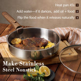 CAROTE 19pcs Stainless Steel Cookware Set with Detachable Handle, Pots and Pans Set, Induction Kitchen Cooking Sets, RV/Camping Cookware, Removable Handle, Oven Safe, Woodgrain