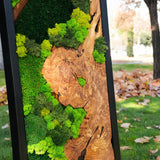 Handmade Preserved Moss Wall Art with Solid Cedar Wood Frame, 100% Real Moss Wall Decor, Maintenance-Free Greenery Art for Modern Office & Home, Unique Vertical Nature Art Gift 1 Piece, 24" x 60"