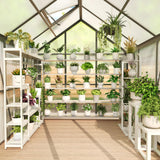 Garvee 6x6 Ft Polycarbonate Greenhouse - Free-Standing Greenhouse for Outdoors with Rust-Resistant Aluminum Frame, Gutter System & Roof Vent, Ideal for Seed Starting & All-Season Plant Protection