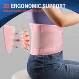 FEATOL Back Brace for Lower Back Pain, Breathable Back Support Belt for Women & Men, Pink, 3XL (Circumference:54-63")