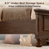 LUXOAK Solid Wood King Bed Frame, Traditional Wooden Platform Bed