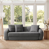 SICOTAS 90.6" Curved Convertible Sofa Couch Bed for Living Room Futon Cloud Boneless Sleeper Sofa Pull Out Floor Couch with Deep Seat 3 Seater Foam Bed No Assembly for Bedroom Apartment, Dark Grey