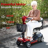 MobiCyc 4 Wheel Mobility Scooters for Seniors - Up to 20 Miles Range,Folding Powered Mobility Scooter Device w/600WH Battery,Only 58 lb Weight, Dual Basket, 300 lb Capacity, Compact