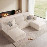 115" Modular Sectional Sofa, U Shaped Cloud Boneless Couch Beige