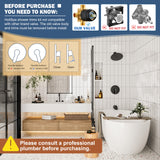 HoliSpa Tub Shower Faucet, Matte Black Shower Faucet Set with 8-Inch All-Metal Rainfall Showerhead and Bathtub Spout, Single-Handle Tub Shower-Trim Kit Included Valve, Matte Black