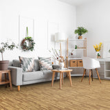 Sorbus 144 Sq. Ft. Wood Grain Floor Tiles Foam Mat EVA Interlocking Mats Tile 3/8-Inch Thick Flooring Wood Puzzle Exercise Mats w/Borders - Home Playroom Basement, Apartment, Trade Show, Baby, Dance