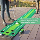 SENSECLUB Golf Putting Game Set, Indoor Foldable Putting Green Mat 12 Holes, Golf Gifts for Men - 1.5x11.5 Ft with Ball-Collect System and 2 Putters