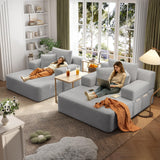 RENDGO 97 Inch Double Chaise Lounge Chair, Light Grey