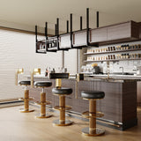 Swivel Bar Stools, Counter Height Stools with Gold Stainless Steel, Black