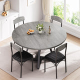 Round Kitchen Dining Room Table for 2-4, Circle Dining Dinner Table with Pedestal Metal Frame