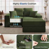 Cloud Modular Sectional Sofa, Comfy Boneless Couch for Living Room, Modern L-Shaped Couch with Reversible Chaise, Customizable Sleeper Sofa with Non Slip, No Assembly & Deep Seat, Green