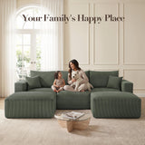 115" Modular Sectional Sofa, U Shaped Cloud Boneless Couch Green