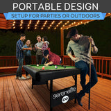 6-Ft Folding Pool Table - Portable Billiard Table - Includes 2X Cue Sticks, Full Set of Balls, Chalk SereneLife