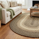 Super Area Rugs Large Braided Rugs 8X11 Farmhouse Living Room Rug - Ridgewood Braided Rug for Bedroom - Reversible Woven Rugs - Indoor/Outdoor - Made in USA - Brown Velvet/Beige, 8' X 11' Oval