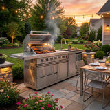 RENDGO Modular Outdoor Kitchen Island, 6-Burner Gas Grill, 75300 BTU,Silver