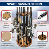 Rush Creek Creations 24 Rod Fishing Pole Holder - 360° Rotating Rack for Garage Organization and Storage, Reels, Gear, Accessories, Tackle Box