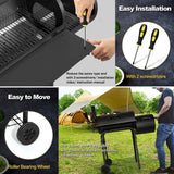Joyfair Charcoal Grill with Offset Smoker, Camping Barbecue Grill with Side Fire Box for Outdoor BBQ Smoking/Backyard Party Grilling, Thick Iron Steel & Dual Chamber Design, Thermometer & Chimney