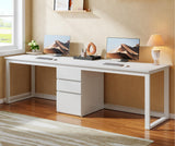 Tribesigns 78.7'' 2 Person Computer Desk with 3 Drawers, Extra Long Double Office Desk with Storage, Modern Dual Study Writing Table Workstation for Home Office, White