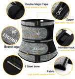 ANGOOL Neopren Waist Trainer For Women,Workout Plus Size Trimmer Belt Sauna Sweat Corset Cincher With Zipper Gray