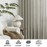 Macochico Extra Wide Pinch Pleated Sliding Door Curtains 150”Wx84”L with Tieback Natural Linen Privacy Curtain for Living Room Bedroom Home Office Light Filtering, Dark Grey, 1 Panel