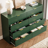 MAISONARIA Green Dresser for Bedroom, 8 Drawer Double Dresser, Modern Chest of Drawers for Bedroom, Living Room, Entryway and Closet, 55" L x 15.7" D x 37.4" H