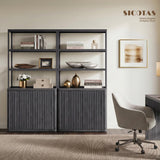 SICOTAS 71" Tall Book Shelf with Doors 5 Tier Bookshelf Bookcase