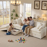 Ihanherry 103" Modular Sectional Sofa with Storage, L Shaped Cloud Couch with Movable Ottomans & 4 Pillows