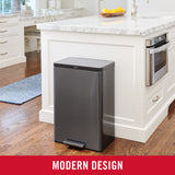 Stainless Steel Metal Dual Stream Step-On Trash, 10.5-Gallon, Charcoal, Wastebasket Home/Kitchen, Trash and Recycle Bin Combo Rubbermaid