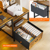 EnHomee 56.5" Office Desk with Drawers & Printer Space for Home Work,Brown