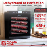 Magic Mill Premium Food Dehydrator Machine (15 Extra-Large Stainless Steel Trays) 800W Dryer for Beef Jerky, Fruits, Vegetables, Dog Treats, 48 Hour Digital Timer - 95°-167° Temperature Control