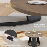 HIPIHOM 47.2" Round Dining Table Set for 4, Modern Wood Table with 4 Upholstered Leather Chairs, Metal Pedestal Base, Space-Saving Kitchen Dining Set (Black&Walnut Color, Set for 4)